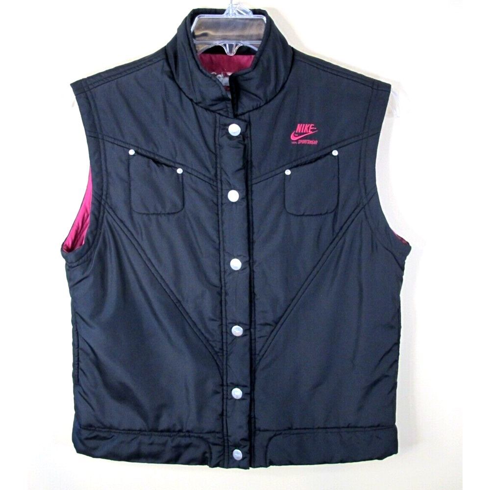 Nike Sportswear‎ Black Button Front Insulated Vest Women's Large (12-14)
